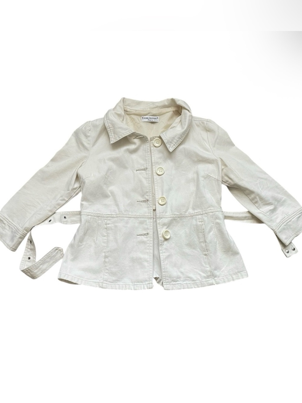 Vintage Lumineux Paris Cream Peplum Coat – XS